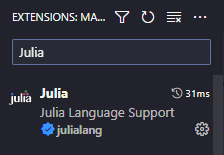 Installasjon av Visual Studio Code og Julia Extension — INF100 Pensum